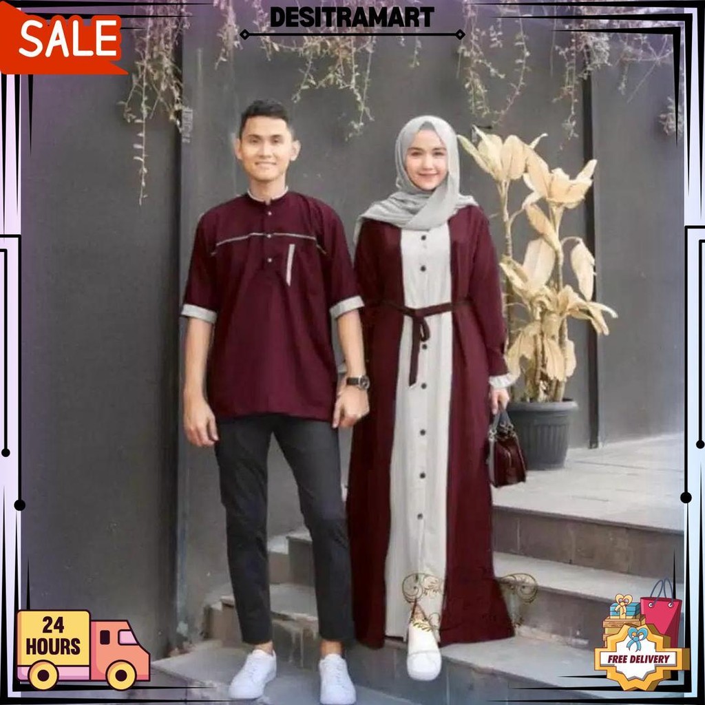 Gamis Couple Sofiya / Couple Muslim / Couple Muslim Kondangan /Capel Muslim D Gratis Ongkir