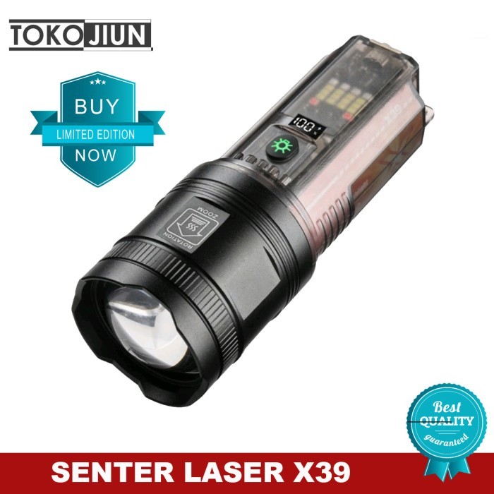 Senter LED Laser X39 7 Mode Sinar Solar Panel Flashlight Powerfull