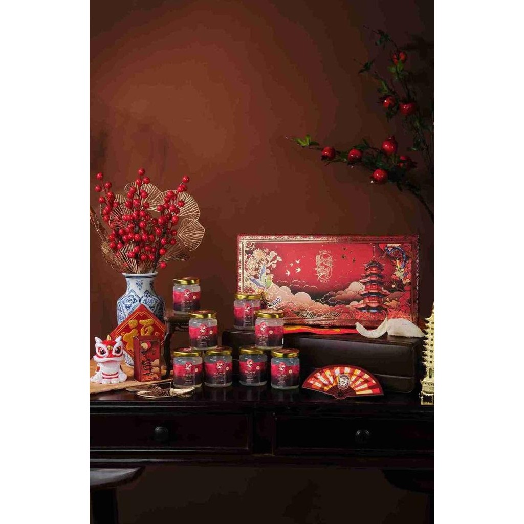 

Hampers Imlek - Nyonya Walet - L () Edition - isi 8 jar bird nest