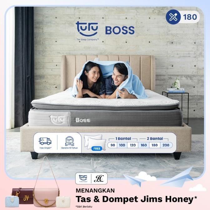 Kasur Pocket Spring Bed Turu Boss Ukuran 180X200 (King) Free Bantal