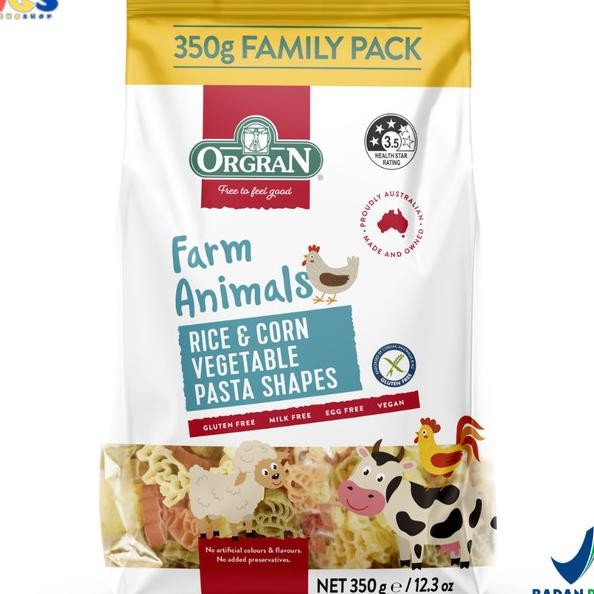 

Orgran Rice Corn Vegetable Pata Hape Gluten Free Farm Animal 350G