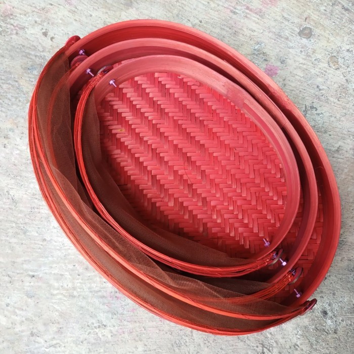 Tudung Saji 1 Set Oval Datar Warna Tutup Makanan Wadah Saji Bambu