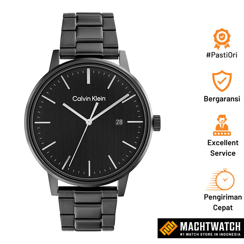 [PRJ] Jam Tangan Pria Calvin Klein Linked 25200057 Men Black Dial Black Stainless Steel Strap