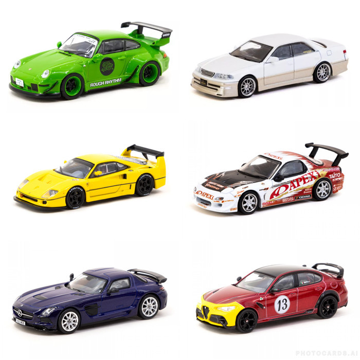 Tarmac Works T64-017-SD RWB 993 Rough Rhythm Fuel Fest T64G-024-WH VERTEX Toyota Mark II JZX100 Whit