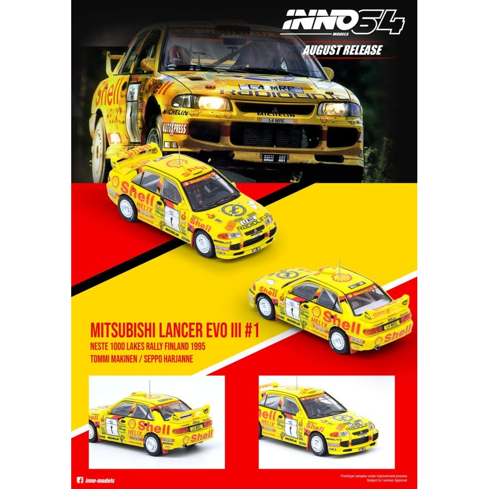 1/64 Inno64 Mitsubishi Lancer Evolution III Neste Lakes Shell Diecast