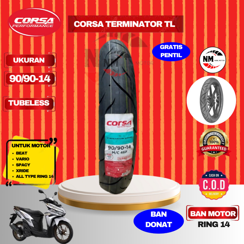 Ban Corsa Ring 14 Matic Corsa Terminator Ban Donat Tubeless Free Pentil