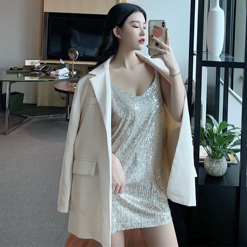 Sequin suspender dress dress