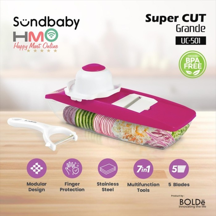 

TERLENGKAP Bolde Sundbaby Super Cut Grande UC-501 7in1 Parutan Sayur Buah Bumbu Slicer Dicer
