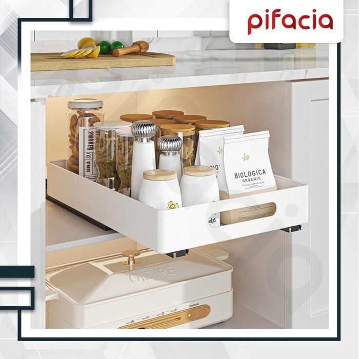 

STOK TERBATAS PIFACIA Rak Kabinet Tarik Keluar Masuk Penyimpanan Geser Rak Piring Bumbu Mangkuk