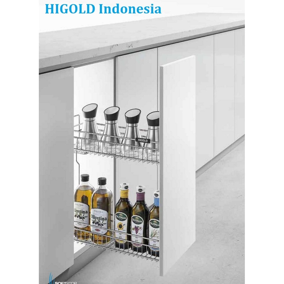 

EKSLUSIF HIGOLD Narrow Drawer Basket/Rak Dapur/Rak Botol Bumbu 304099Platinum