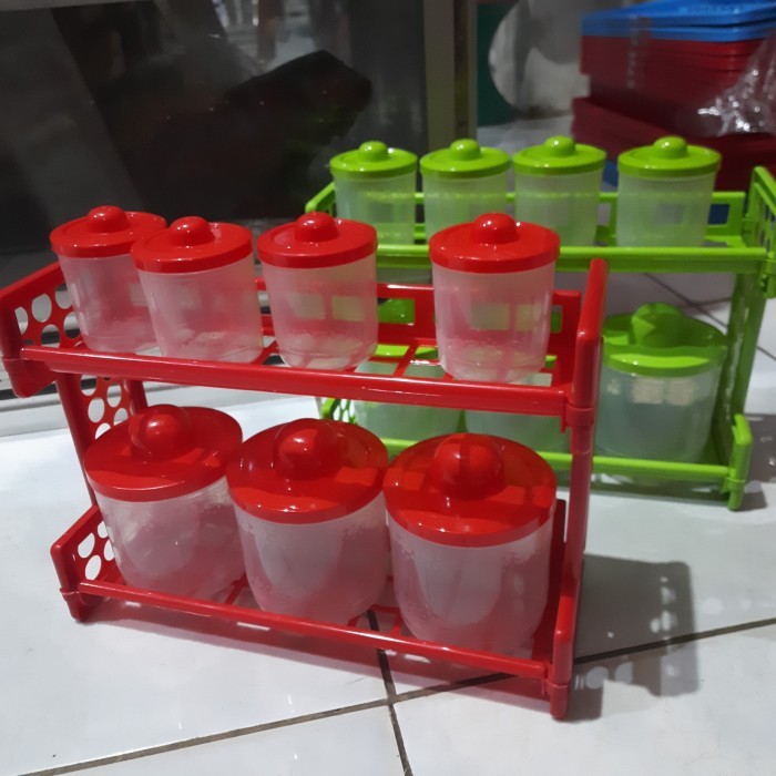 

PROMO Kitchen Set Wadah Tempat Bumbu Cellini Rak susun 2 & 7 Toples Plastik