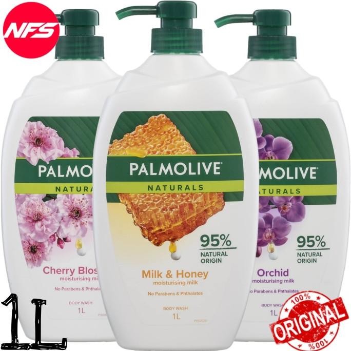 PALMOLIVE Naturals Body Wash 1 L-Cherry Blossom/Milk&Honey/Orchid-Moisturising Shower Gel Pump/Sabun