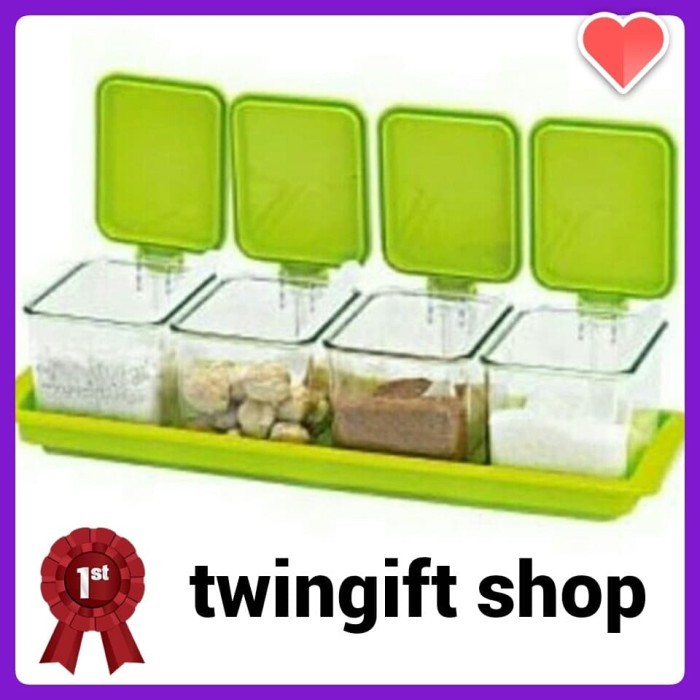 

TERUJI Wadah Bumbu Dapur, Set isi 4+Sendok/Wadah Serbaguna isi 4 Set.