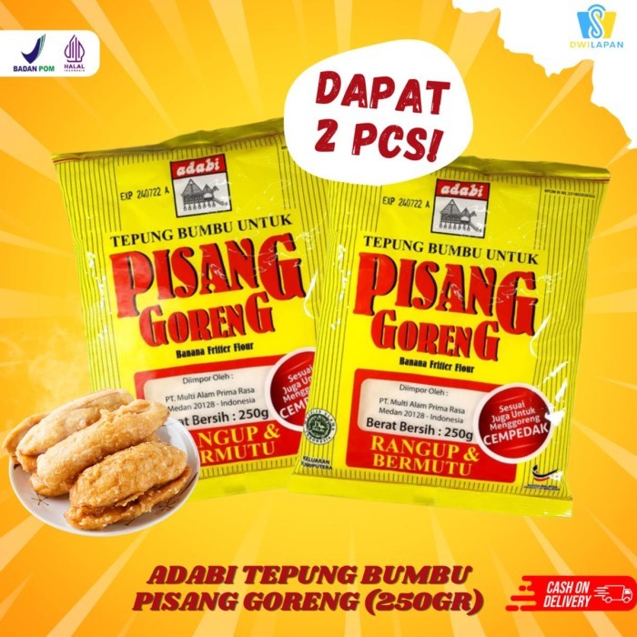 

BERGARANSI [BUY 1 GET 1 Free] - Tepung Bumbu Pisang Goreng Crispy Adabi [ 2x 250