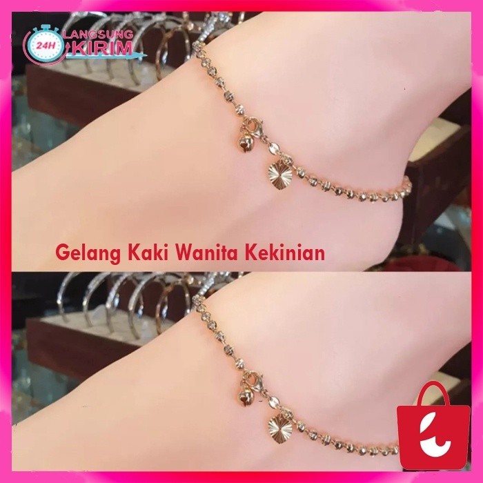 

TERUJI [Bisa COD] Gelang kaki wanita Kekinian motif biji lada gold mewah