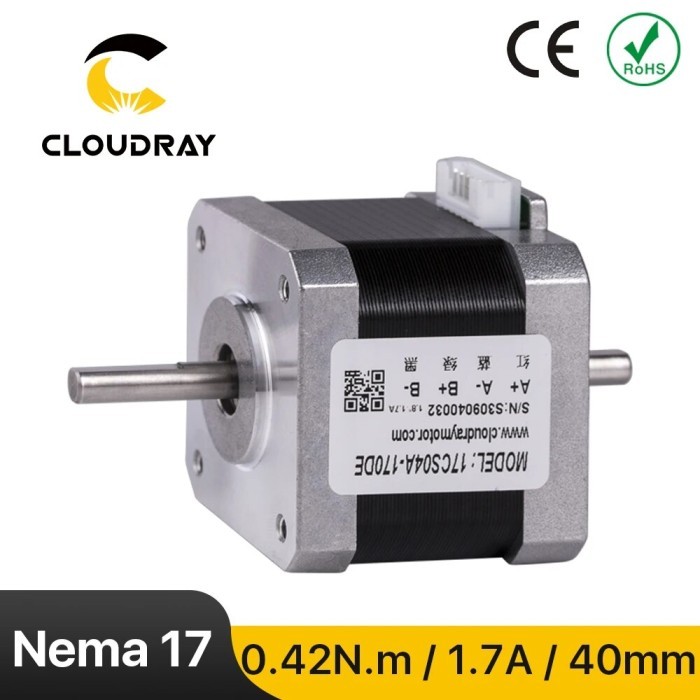 CLOUDRAY NEMA 17 STEPPER MOTOR 40MM 42NCM 1.7A DOUBLE SHAFT 2 PHASE