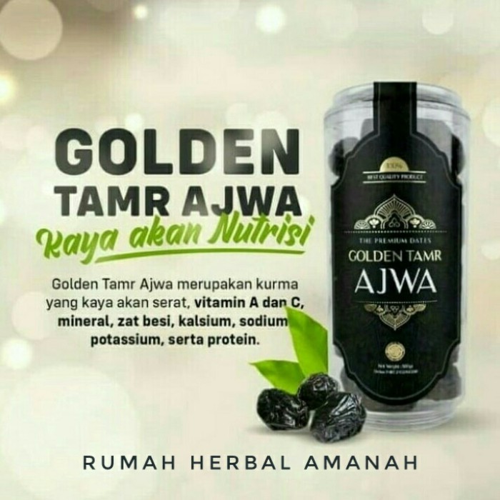 

Terlaris Kurma Ajwa Golden Tamr Premium Quality 500 Gram