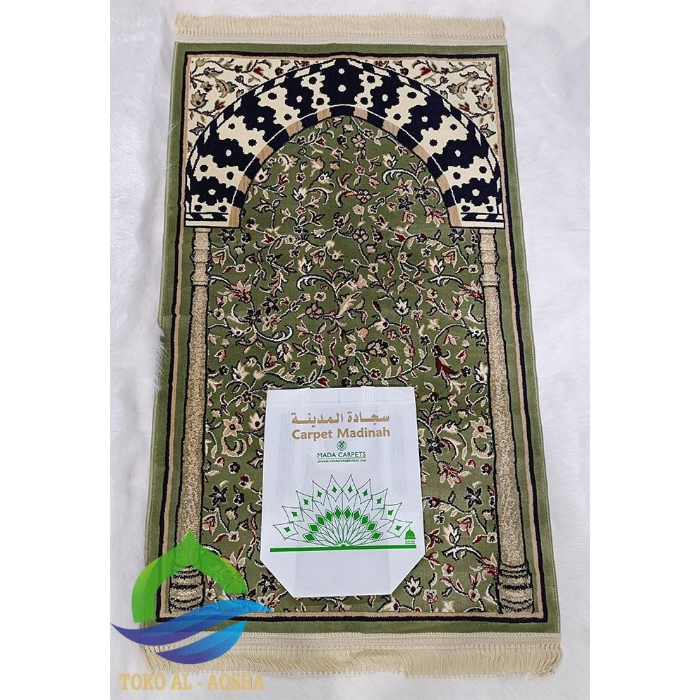 Sajadah Mihrab madinah-rawdah rug hijau lembut dan halus