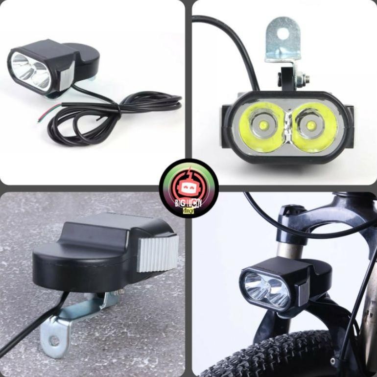 VIRAL lampu sepeda listrik headlamp LED + klakson skuter elektrik scooter listrik 36v 48v 60v sparep