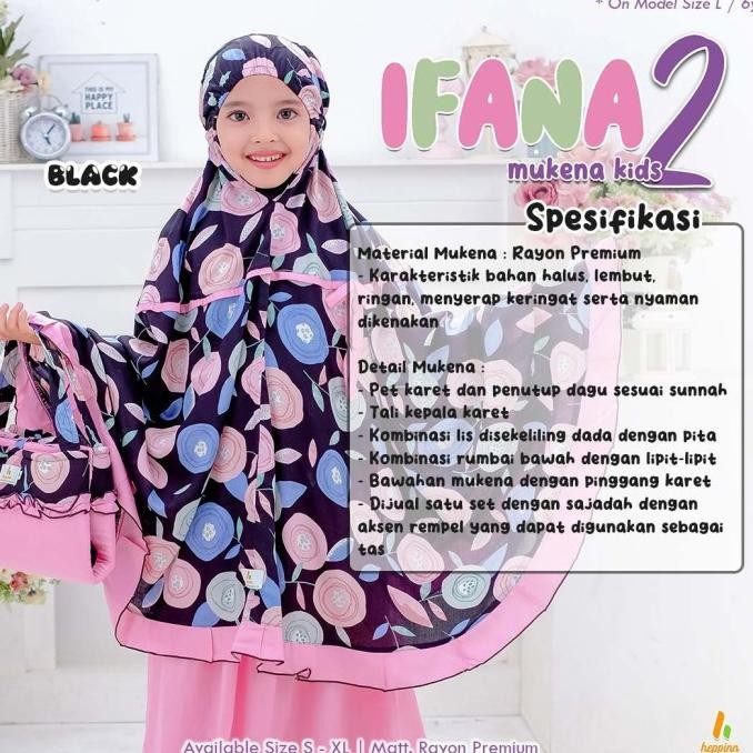 Mukena Anak Katun Rayon Premium Mukenah Kids Balita Ifana Tas Sajadah TT