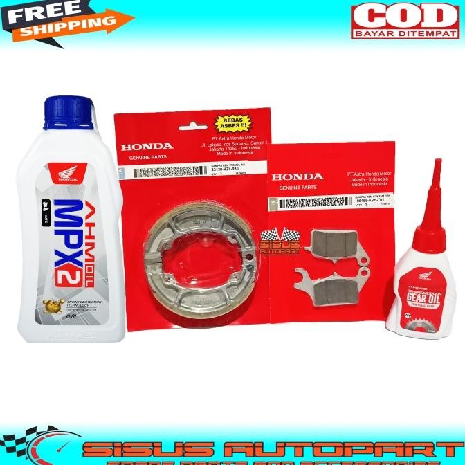 PAKET KAMPAS REM DEPAN BELAKANG OLI MPX2 OLI GEAR BEAT VARIO SCOOPY