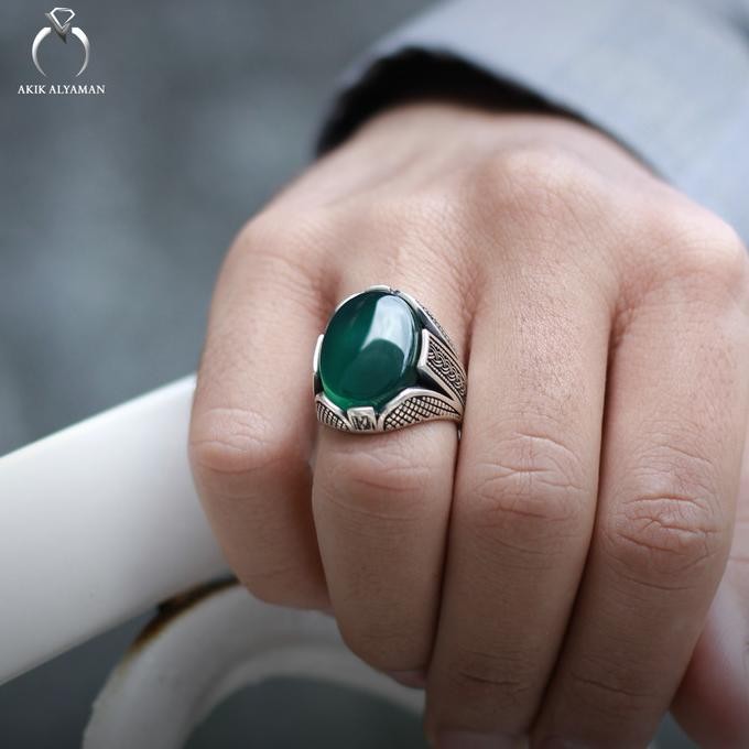 Cincin Batu Akik Yaman Ahdhor Dengan Ring Perak 925 Dari Yemen Original Dan Terpercaya