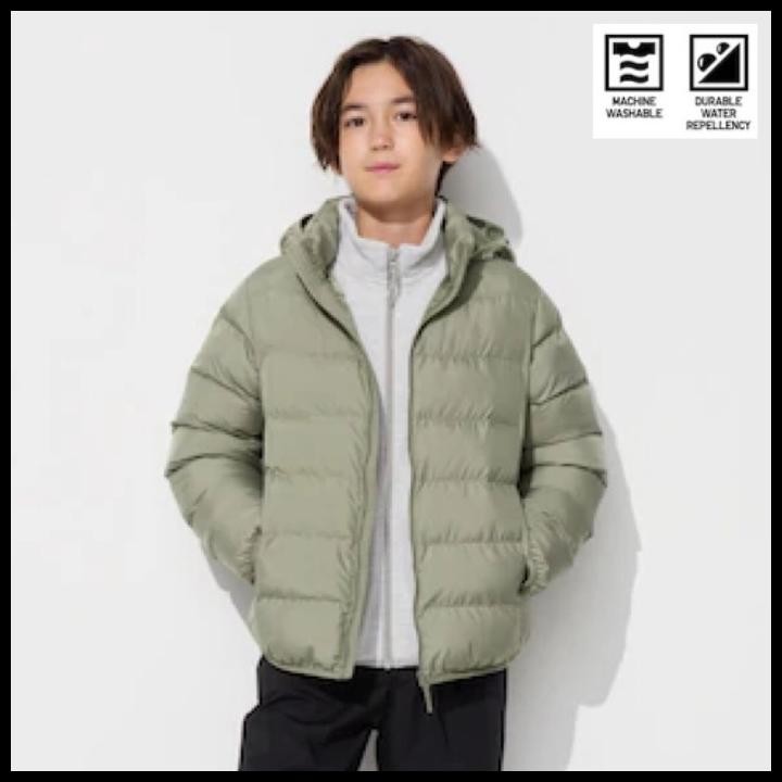 terbaru uniqlo girls jaket winter anak perempuan parka light warm padded green best seller