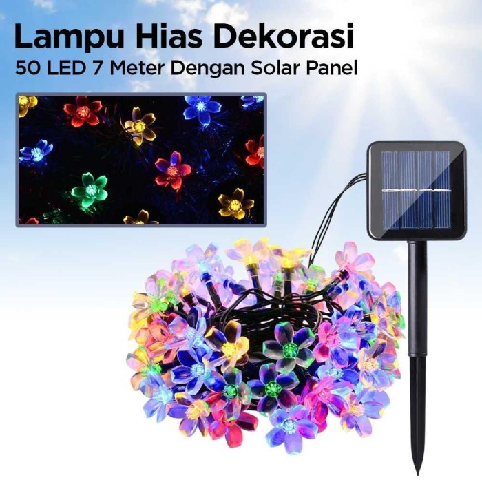 GRATIS ONGKIR Lampu Hias Taman Solar Cell Bentuk Bunga Tenaga Surya 50 LED 7mtr M072