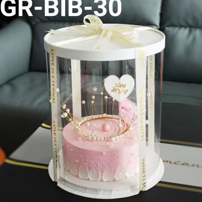

|| PROMO ~`~ GR-BIB-30 Kotak dus cake glass mika gift box kue bulat hantaran 30cm ||~~~