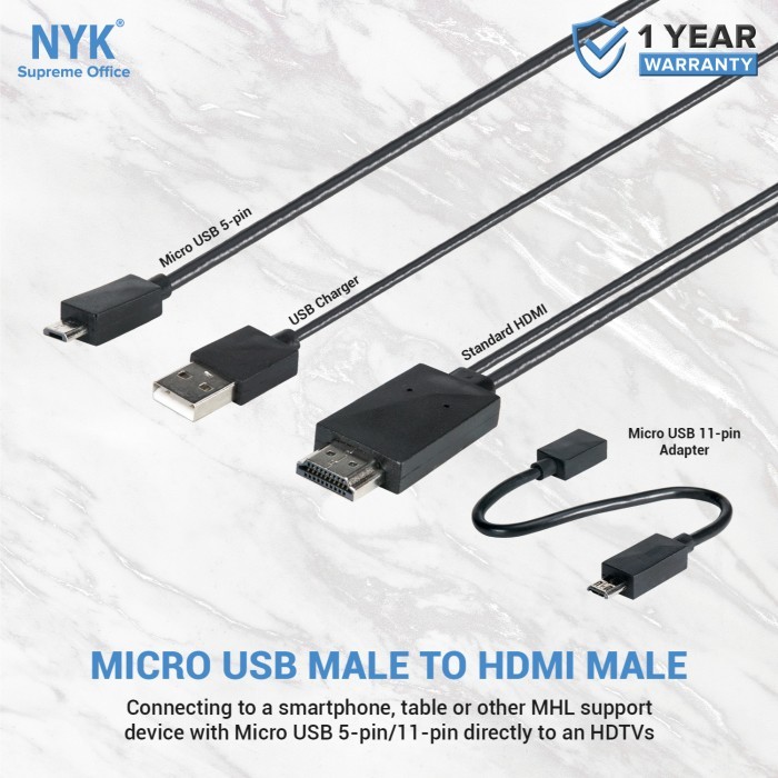 Cable MHL Converter NYK Micro USB 11P To HDMI