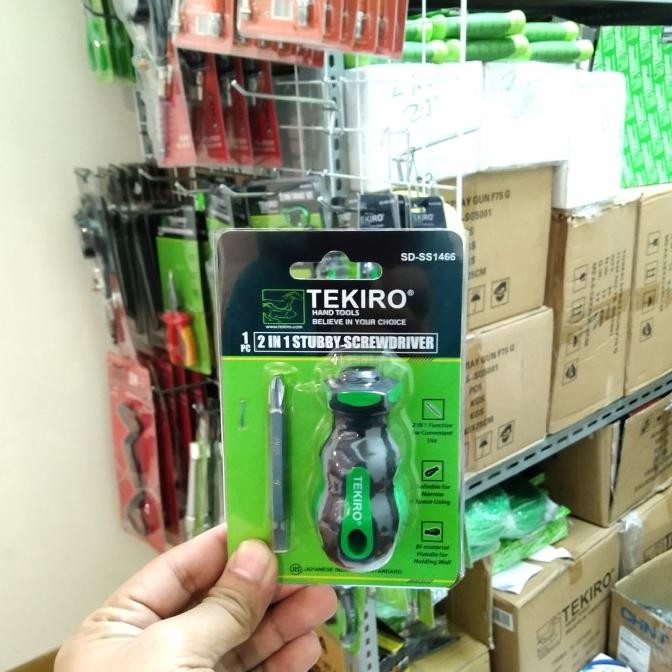 Promo Obeng Bolak Balik Pendek TEKIRO - Obeng Cebol TEKIRO Bolak Balik COD