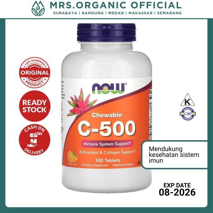 

SALE! VITAMIN SUPLEMEN C-500 NOW RASA JERUK 100 TABLET CHEWABLE