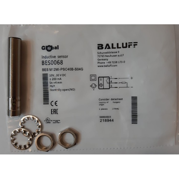 

Balluff BES0068 BES M12MI-PSC40B-S04G Inductive Sensor M12 PNP-NO 4mm