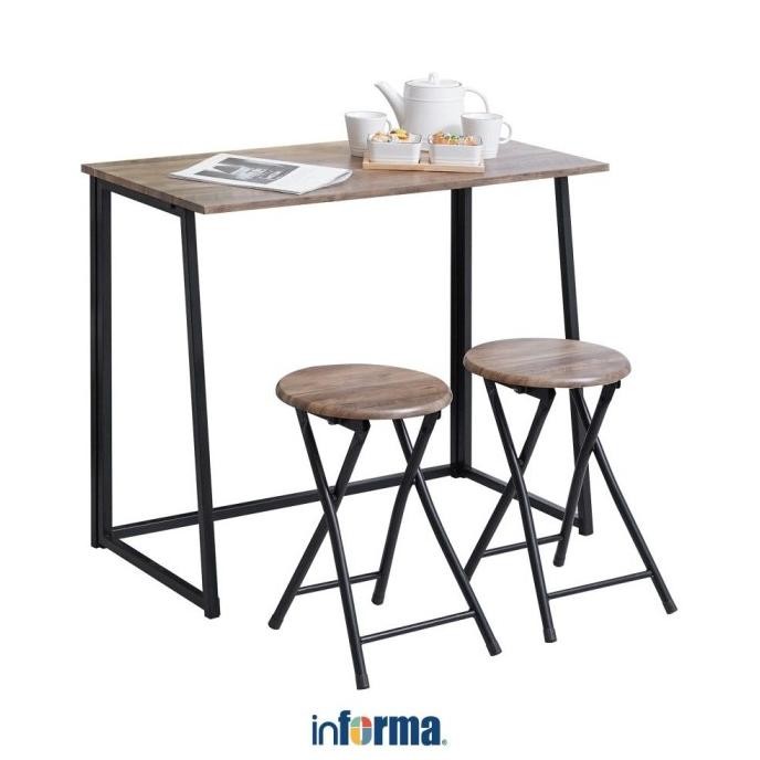 Informa Lexi Set Meja Makan Lipat 2 Bangku - Cokelat