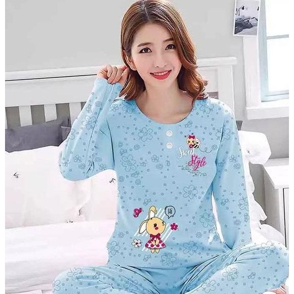KLO baju tidur wanita modern/setelan piyama lengan panjang/baju bobo cantik/pakaian santai/piyama di