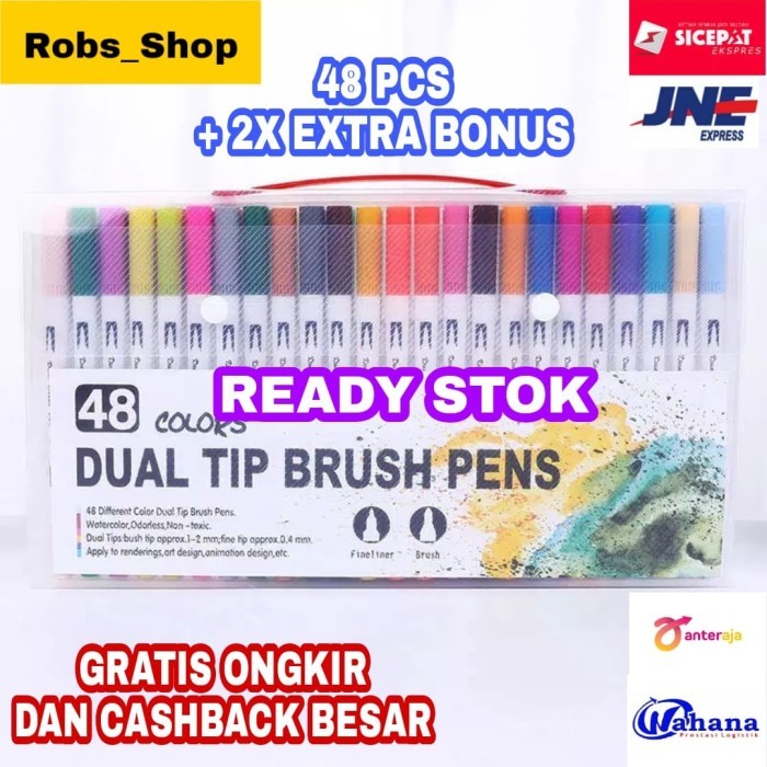 

TERBARU 48 Color Brush Marker Fineliner Marker For Art Marker Brush Pen Art BISA GRAB!