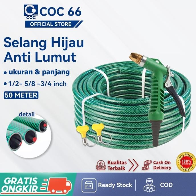 Selang Air Taman Benang Hijau Anti Lumut 50 Meter