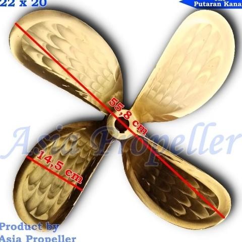 Baling-baling kapal Kuningan Daun 4 ukuran 22 x 20 | Asia Propeller