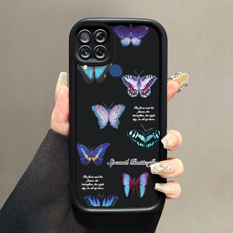 Casing Hp Realme C15 Case Casing pelindung silikon HP Kesing lunak Softcase kupu-kupu layar penuh