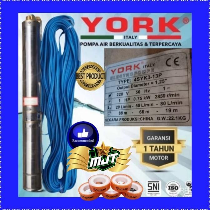 Pompa satelit YORK 1 HP kabel casing paralon 4 inch submersible no 3