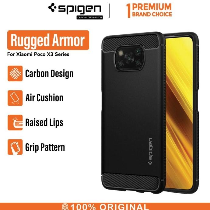 Case Xiaomi Poco X3 Pro/Nfc Spigen Rugged Armor Carbon Softcase Casing