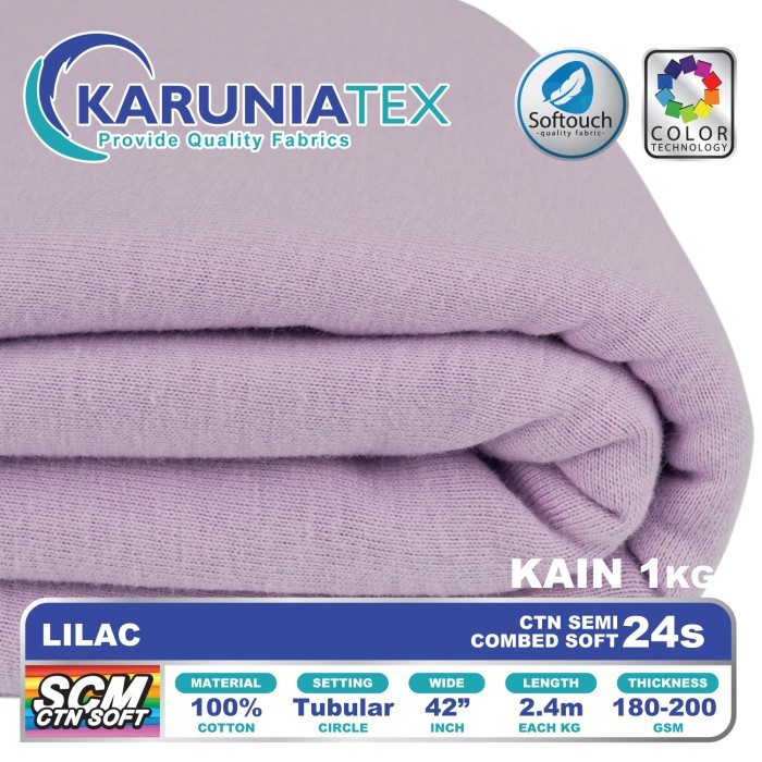 

Kain Kaos Cotton Semi Combed 24s Lilac Karunia Textile