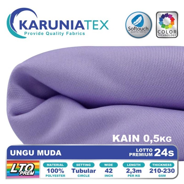 

Bahan Lotto Premium 24s 0,5 Kg Ungu Muda Karunia Textile