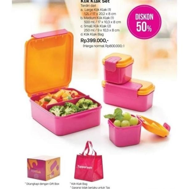 Tupperware klik klak kotak makan set promo