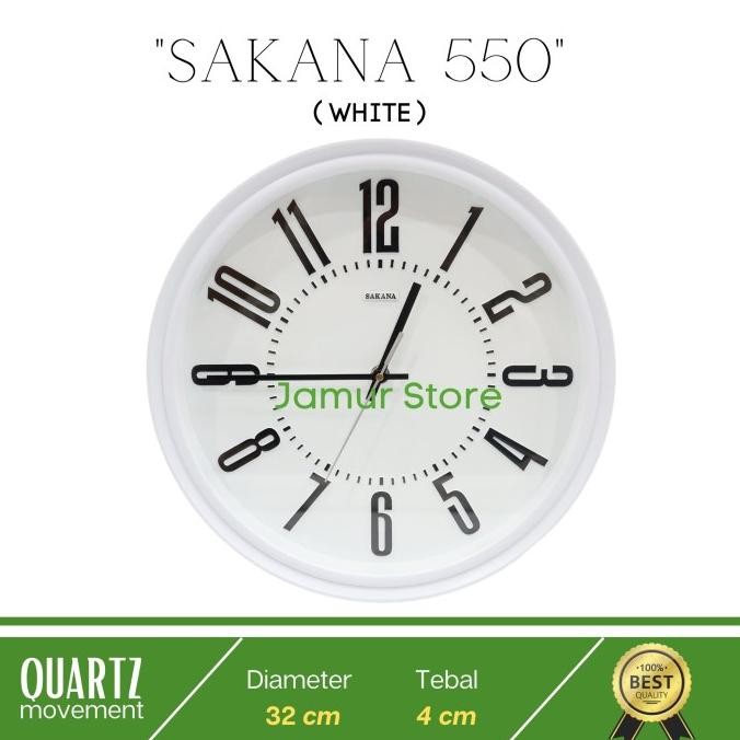 Wall Clock Sakana 550 Putih/Jam Dinding Sakana 550 Original Sakana