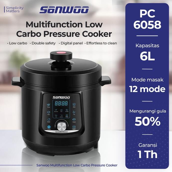 Sanwoo Multifunction Low Carbo Pressure Cooker 6L Pc-6058