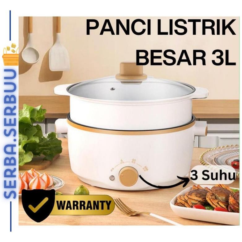 al PANCI LISTRIK JUMBO 3 LITER BESAR + KUKUSAN MULTIFUNGSI