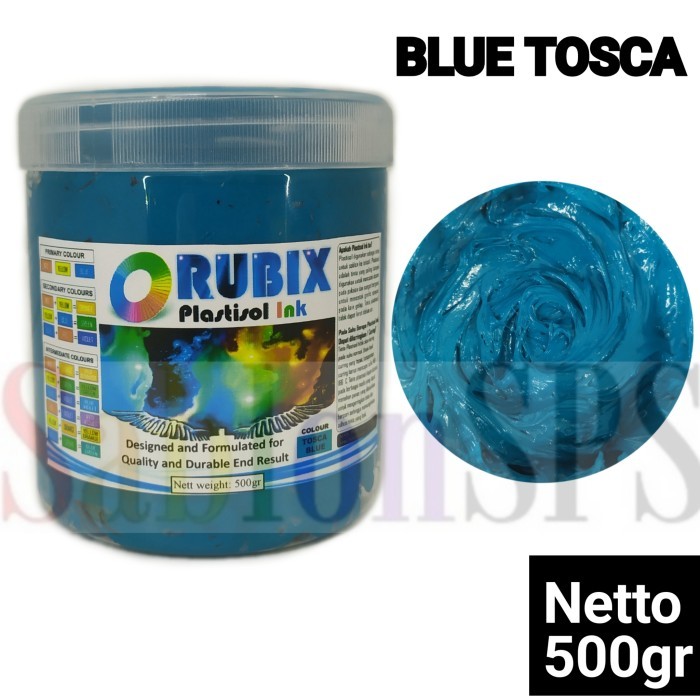 

HOT SALE! TINTA SABLON PLASTISOL RUBIX TOSCA BLUE BIRU TOSCA 500GR