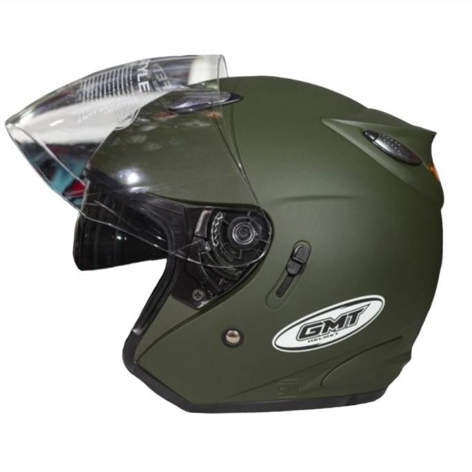 Helm Centro Double Visor Termurah Gmt Green Army Doff