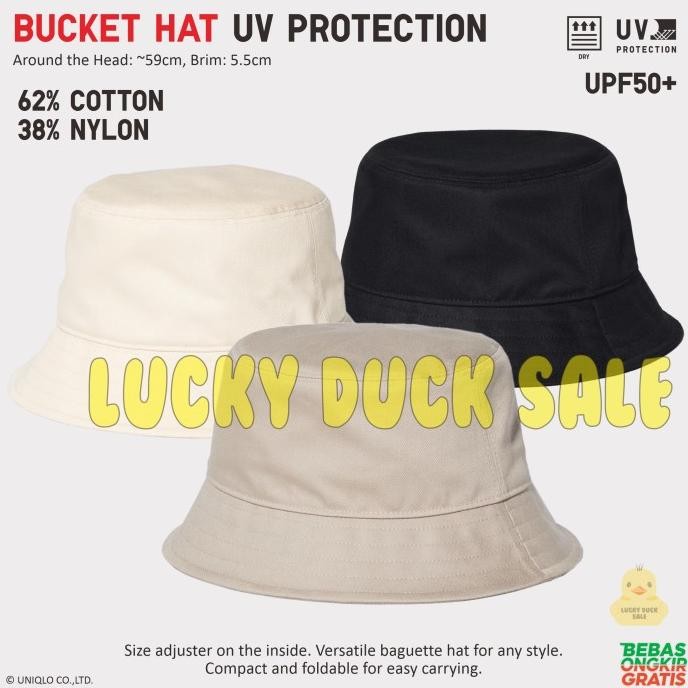 UNIQLO UV Protection Pile Bucket Hat Metro Denim Topi Corduroy Linen